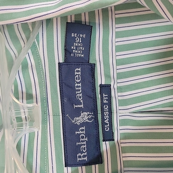 Ralph Lauren green stripe button down shirt - Picture 3 of 8